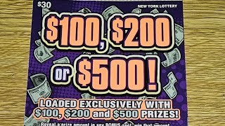 4X 30 Tickets 100 200 or 500 NYC NY Lottery Scratch Off Tickets [upl. by Wrennie121]