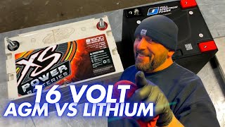 tech time with Big Chief comparing 16 volt agm xs battery vs 16 volt lithium full spectrum power [upl. by Atyekram]