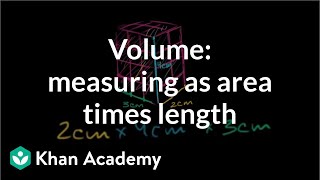 Volume measuring as area times length  Measurement  PreAlgebra  Khan Academy [upl. by Nwahsed230]