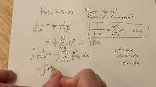 Find the Power Series Representation of ln5  x and the Radius of Convergence [upl. by Carrelli]