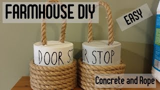 Farmhouse DIY concrete and rope DOOR STOPS [upl. by Lorain]