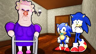 SONIC AND BABY SONIC VS ESCAPE GRUMPY GRAN IN ROBLOX [upl. by Shaum]