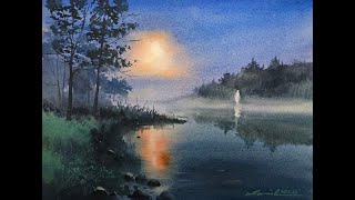 Watercolor painting tutorial  Night View [upl. by Areemas]