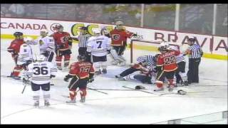 Eager vs Phaneuf FightScrum Flames Blackhawks Game 3  April 20 2009 [upl. by Neufer]