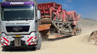 Transporting Two Terex And Extec Mobile Impact Cruchers  Fasoulas Heavy Transports  4K [upl. by Penny381]