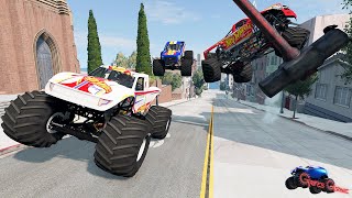 HOT WHEELS INSANE MONSTER TRUCK RACING 4  Drag Racing Crashes and Obstacle Course  BeamNG Drive [upl. by Leamhsi469]