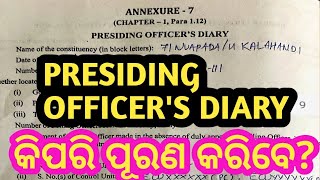 Presiding officers diary  How to fillup presiding officers diary  presiding officer diary form [upl. by Huberto484]