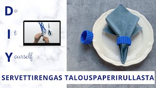 DIY – servettirengas  Vaihtoehtoinen servetin taittelu  Vessapaperirulla askartelu [upl. by Merci]