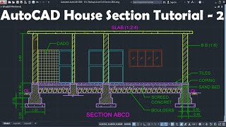 AutoCAD House Section Drawing Tutorial  2 of 3 [upl. by Konstantin]