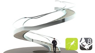 Grasshopper Tutorial Rhino 3D Parametric Modeling  Spiral Stairs Design Development Script [upl. by Ainevul]