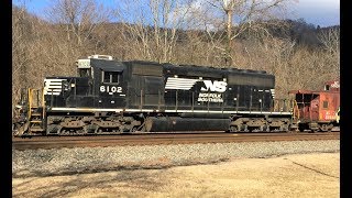 NS 94V with Caboose Stops at Elliston [upl. by Harriette]