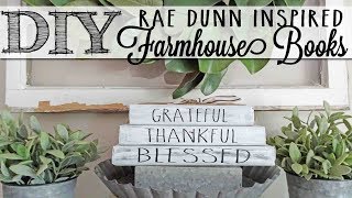 DIY Rae Dunn Inspired Farmhouse Books  Dollar Tree Craft [upl. by Schoenfelder]