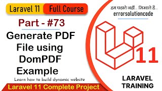 Laravel 11 Full Course  73 Laravel 11 Generate PDF File using DomPDF Example [upl. by Noreh]