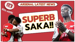 SUPERB SAKA Monaco crushed  Artetas reaction  LewisSkellys big night  Arsenal player ratings [upl. by Akenot]