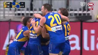 Tom Barrass Kicks His first AFL Goal in his 100th Game [upl. by Foscalina]