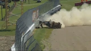 IndyCar Series 2017 WarmUp MidOhio Sports Car Course Spencer Pigot Hard Crash [upl. by Enitsugua]