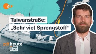 Deutsche Kriegsschiffe durchfahren Meerenge MarineExperte über Chinas Strategie  ZDFheute live [upl. by Nahrut]