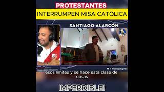 Santiago Alarcon reaccionando donde unos protestantes interrumpen la misa con el padre Luis Toro [upl. by Mansur]