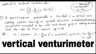 problem no 3 vertical venturimeter [upl. by Nnov]