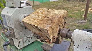 Woodturning  turned a piece of firewood into a marble vase [upl. by Tham410]