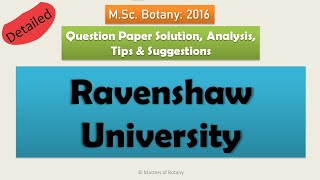 Detailed MSc Botany Entrance  Ravenshaw University  2016  Solution [upl. by Blalock]