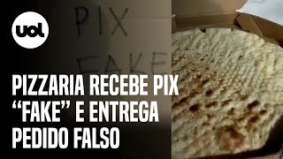 Pizzaria recebe Pix ‘fake’ e faz entrega de pizza e refrigerante falsos em Teresina [upl. by Neroled994]