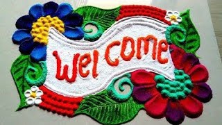 welcome rangoli designnew rangoli designrangoli design [upl. by Everick]