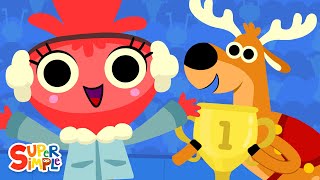 Were Going To The Reindeer Games  Kids Christmas With RhymingtonSquare  Super Simple Songs [upl. by Assyl]