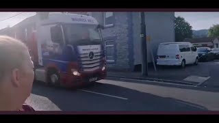 Unidentified Maurice Hill Mercedes Actros passing Caerphilly Nantgarw Rd 15623 at 0811 [upl. by Euqinaj]