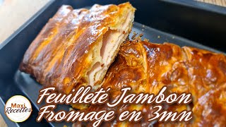 Seulement 3 Ingrédients et 3mn pour ce Feuilleté au Jambon Fromage Recette Facile [upl. by Inahet]