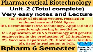 Pharmaceutical biotechnology Unit2।Cloning vector।Brief introduction to PCR।Recombinant DNA।Bp6sem [upl. by Suiravaj]