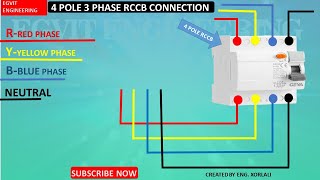 4 Pole 3 Phase RCCB connection diagram compete electrical tutorial video [upl. by Cupo]