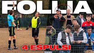 🤮⚽️ 4 ESPULSIONI il DIFENSORE diventa PORTIERE VOLANO PETARDI dalla TRIBUNA in TERZA CATEGORIA [upl. by Orlanta850]