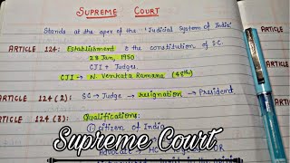 Supreme CourtPart1  lec43  Handwritten notes  Indian Polity  An aspirant [upl. by Punke841]