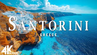 FLYING OVER SANTORINI 4K UHD • Stunning Aerial Footage Scenic Relaxation Film with Calming Music [upl. by Bluefield]