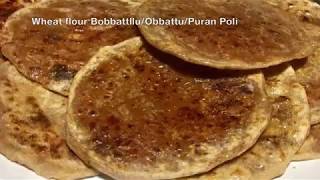 Bobbatlu with Wheat Flour godhuma bobbatlu Obbattu Puran Poli [upl. by Tiedeman]