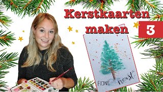 KERSTKAARTEN maken met AQUARELVERF  Kerstboom 3 [upl. by Aik153]