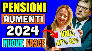 🔴 ULTIMORA AUMENTO PENSIONI 2024 👉 ECCO LE NUOVE FASCE AUMENTIRIVALUTAZIONE UFFICIALI 📈💰 [upl. by Fae]