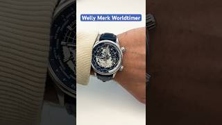 Welly Merk Automatic Worldtimer Watch with Blue Dial and Leather Strap automaticwatch wristwatch [upl. by Ativahs]