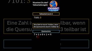 Ist deine Zahl durch 3 teilbar Finde es heraus mit dieser Regel mathe mathtrick rechenregeln [upl. by Zil]