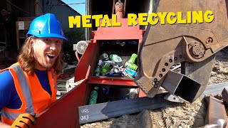 Handyman Hal learns about Metal Recycling  Equipment for kids [upl. by Adnilam]