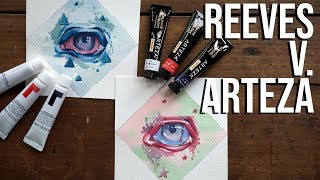 Reeves vs Arteza  Cheap Gouache Comparison [upl. by Dewhurst]