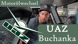 UAZ Buchanka  Motorölwechsel in der Werkstatt [upl. by Nereil]