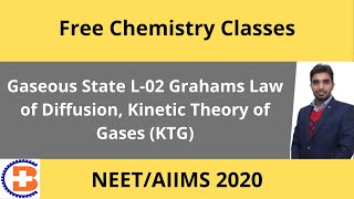 Gaseous State L02 Grahams Law of Diffusion Kinetic Theory of Gases KTG CL135 for Neet Chemistry [upl. by Cyrill767]