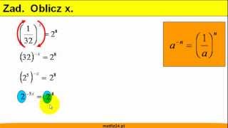Równanie wykładnicze i wykorzystanie potęgi o wykładniku ujemnym  Matfiz24pl [upl. by Htebazle]