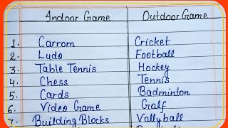 Indoor and Outdoor Game 10 indoor and outdoor gamesgame names in english [upl. by Eniretac905]