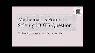 Mathematics  Form 1  Chapter 3  Pg 72 Application  Construction Q9 [upl. by Walcoff]