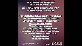 HolySpirit is living in me  Daily Bible declaration for breakthrough  RMM 578 [upl. by Robbi]