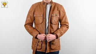 Goldtop Patrol Leather Motorcycle Jacket  Waxed Tan [upl. by Sane925]