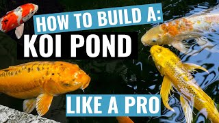 How to build a DIY KOI FISH POND in the Backyard Garden [upl. by Yarw]